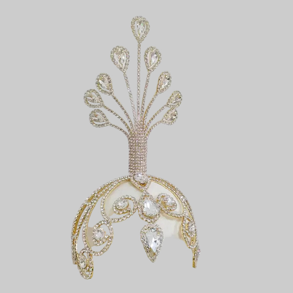 Oversized Rhinestone Crown Headpiece - Statement Tiara for Stage & Performance