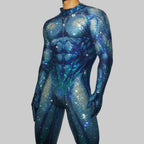 Men's Rhinestone Jumpsuit - Full-Body Sparkly Bodycon Suit for DJ & Stage Performers