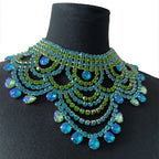 Aqua Rhinestone Bib Choker | Oversized Statement Necklace