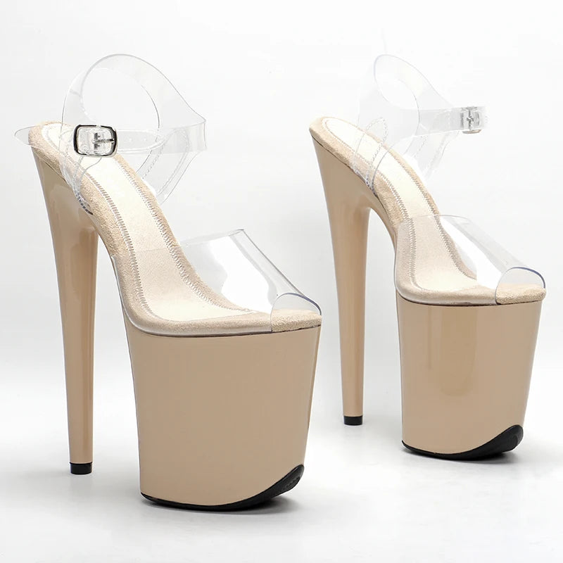 8-Inch Platform Heels with Peep Toe - Slip-On Sandals