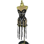 Sequin Diamond Tassel Mini Dress | Black | XS–XL