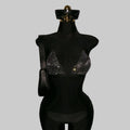 Rhinestone Fishnet Halter Crop Top