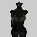 Rhinestone Fishnet Halter Crop Top