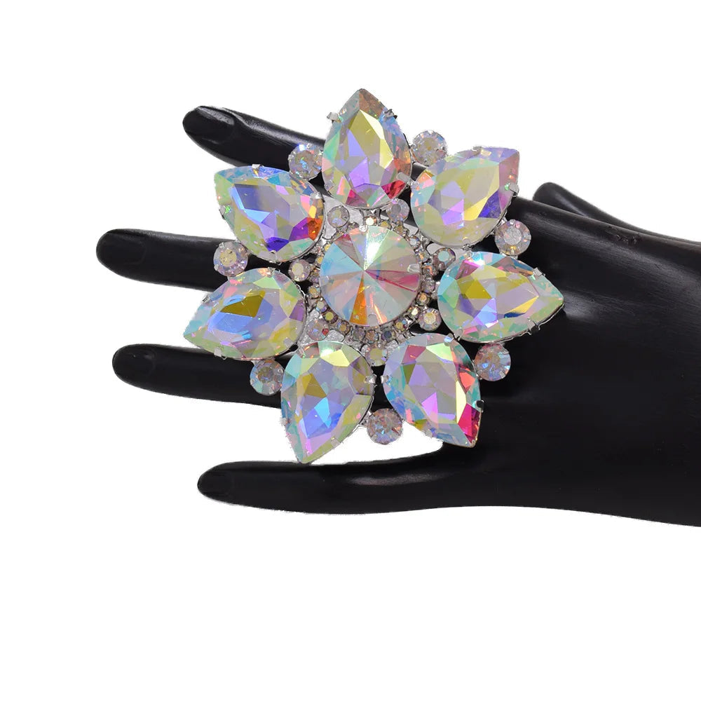 Crystal Sunburst Cocktail Ring | Adjustable | 7.5cm