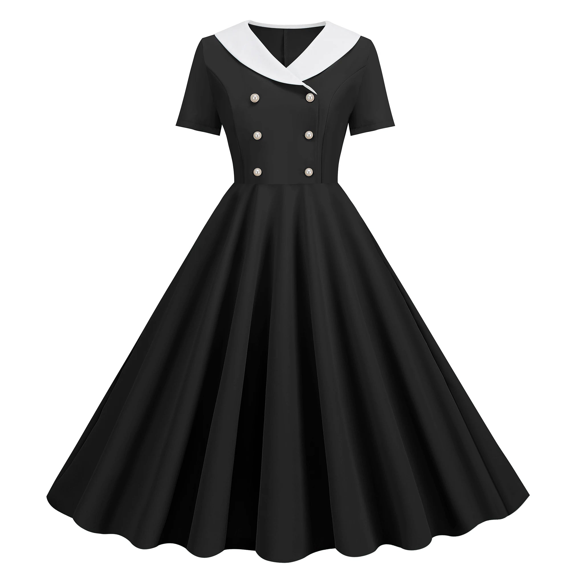 Vintage 50s A-Line Dress | Peter Pan Collar | Short Sleeve