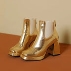 Ankle Boots | Metallic Chelsea | Square Toe