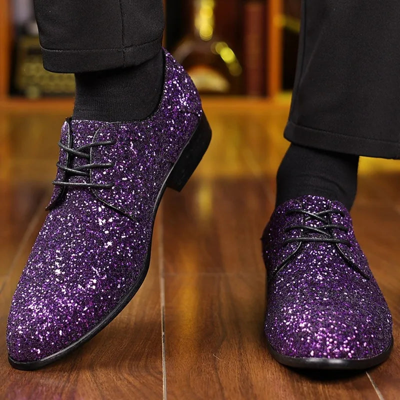 Men’s Glitter Oxfords | Pointed Toe