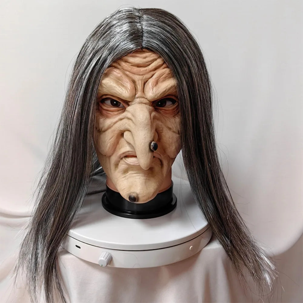 Witch Character Mask | Long Grey Hair