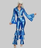 Women's 70s Disco Jumpsuit with Belt - Vintage Stage Performance Costume