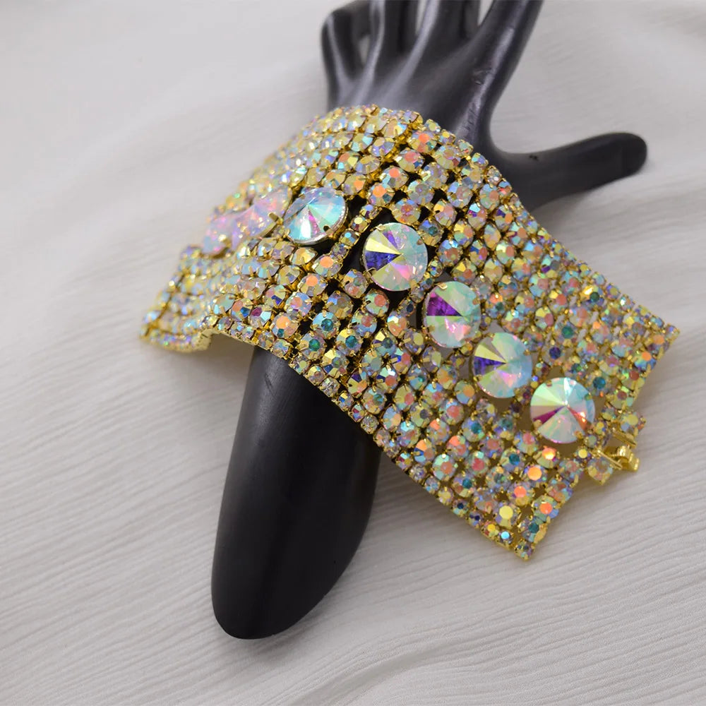Crystal Rhinestone Cuff | Wide Bangle | Stage & Bridal
