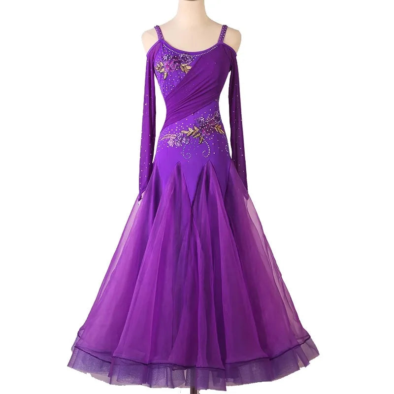 Ballroom Competition Dress | Rhinestone | 6 Colors | XXS-XXL