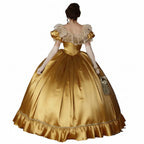Victorian Ball Gown | Off-Shoulder Ruffles | Gold & Custom Color | Sizes 2–26W