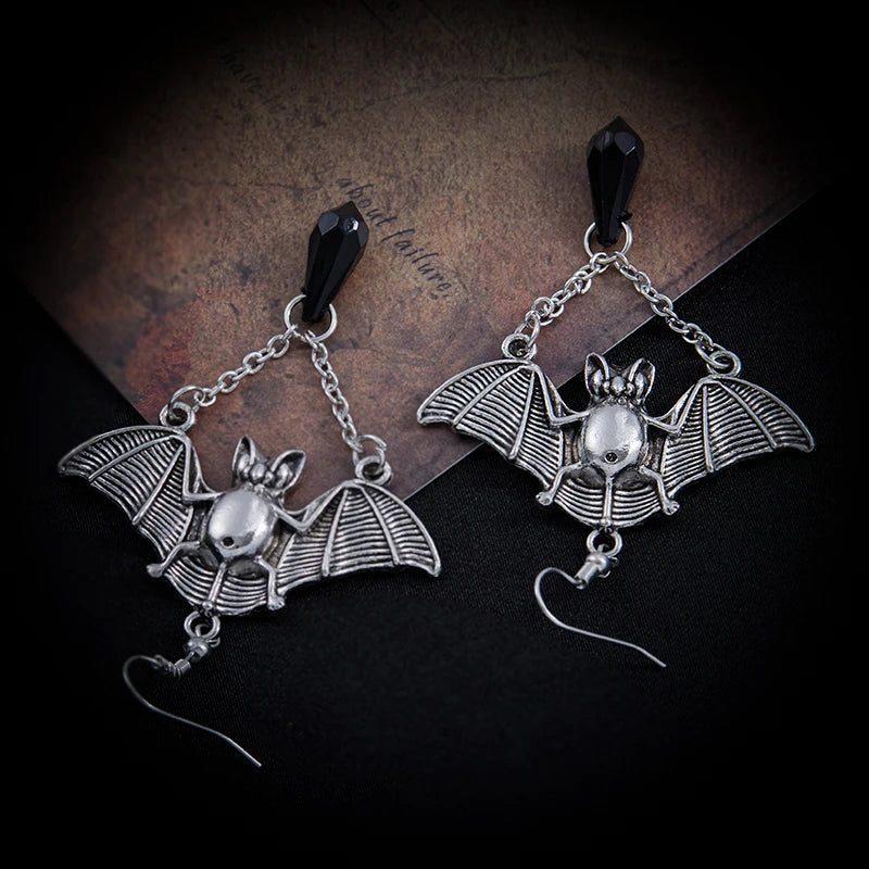 Gothic Bat Wing Drop Earrings | Crystal Drops | 3 Styles