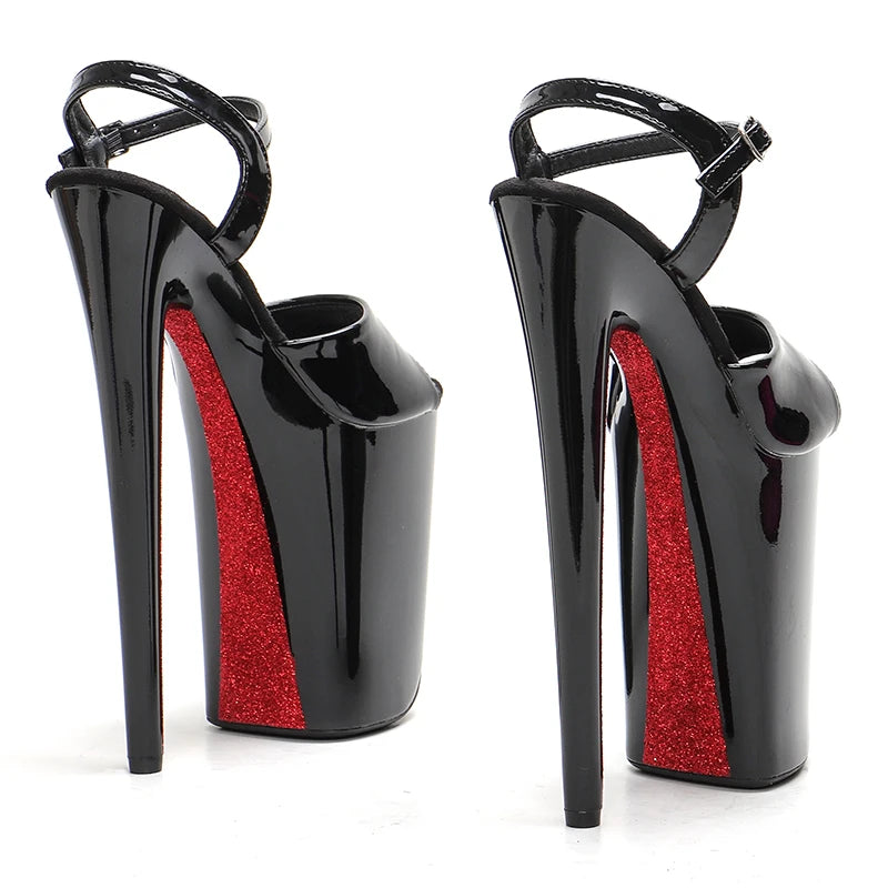 23CM Patent Glitter Platform Pole Dance Heels - 9 Inch High Heel Performance Sandals