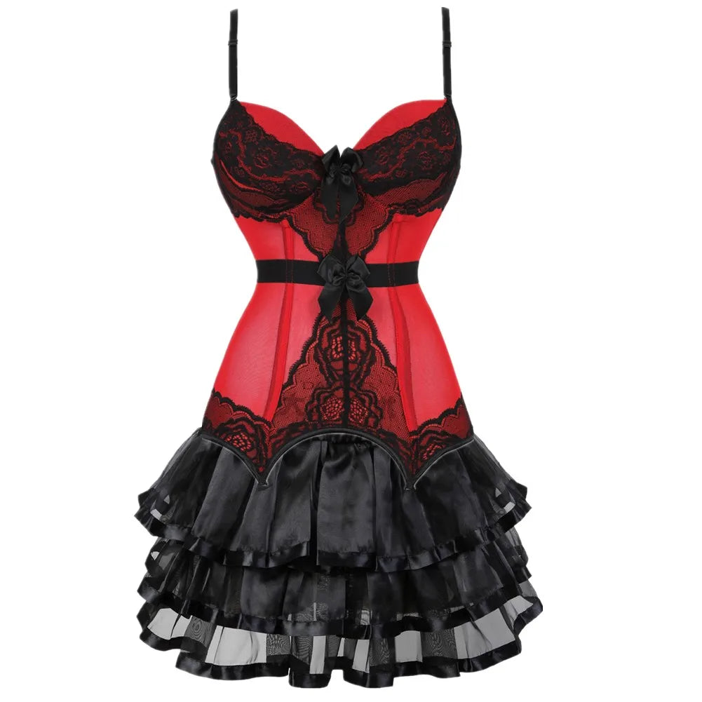 Overbust Corset & Tutu Skirt Set | Straps Cup | Burlesque