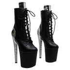20cm Snakeskin Platform Pole Dance Ankle Boots - 8 Inch High Heels
