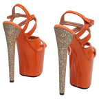 20CM Glitter Platform Pole Dance Sandals - Ultra High Heel Cut-Out Performance Heels