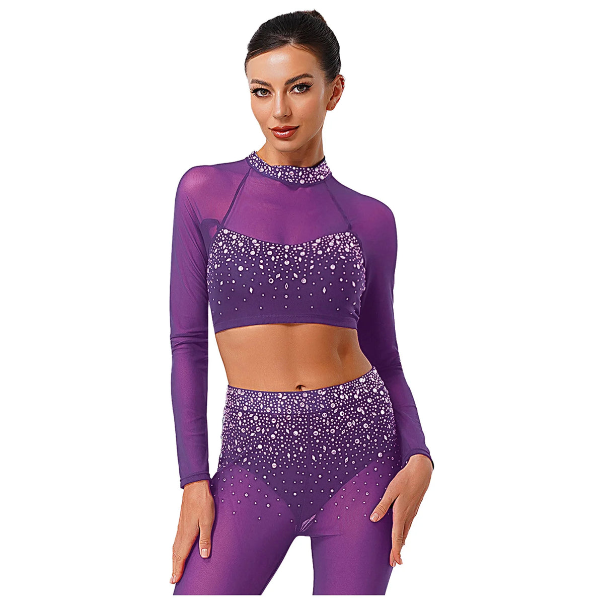 Prism Rhinestone Crop Top and Leggings Set