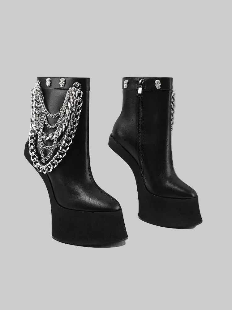 Over-the-Knee Platform Boots - Hoof Heel Runway Boots with Side Zipper