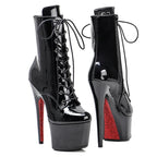 Patent Lace-Up Pole Dance Boots – 7-Inch High Heel Stage Shoes