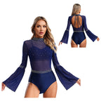 Celeste Rhinestone Flare-Sleeve Bodysuit