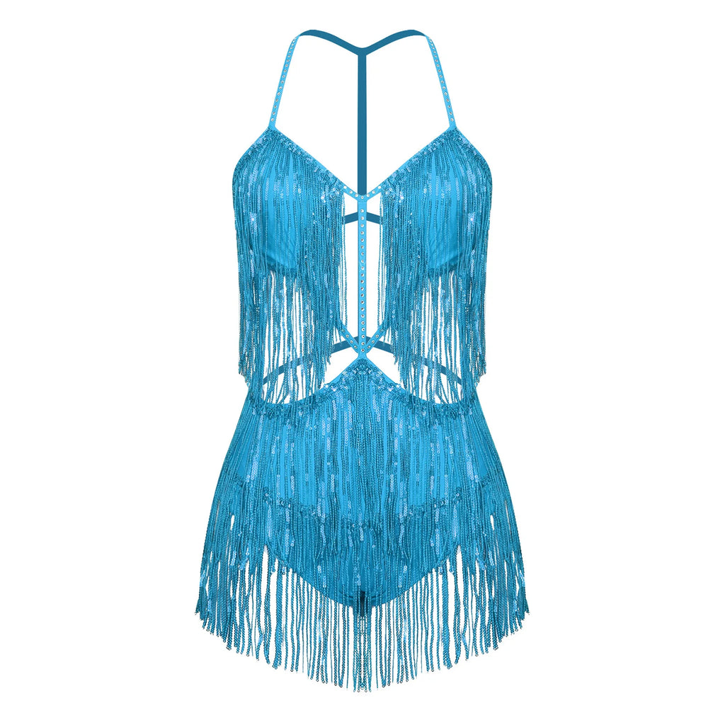 Starlight Tassel Sequin Latin Dance Bodysuit
