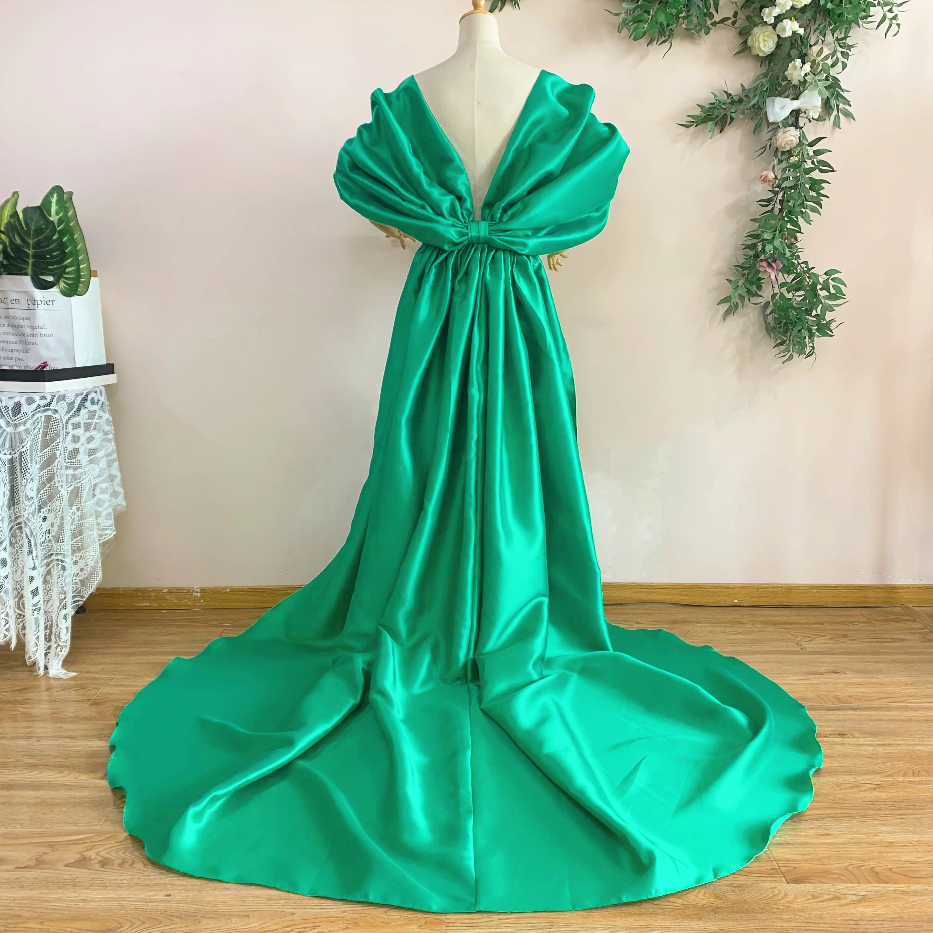 Mikado Cape | Oversized Bow Sleeves & 2M Train | Pageant & Bridal