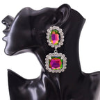 Oversized Glass Gemstone Drop Earrings | Statement Crystal | 4 Styles