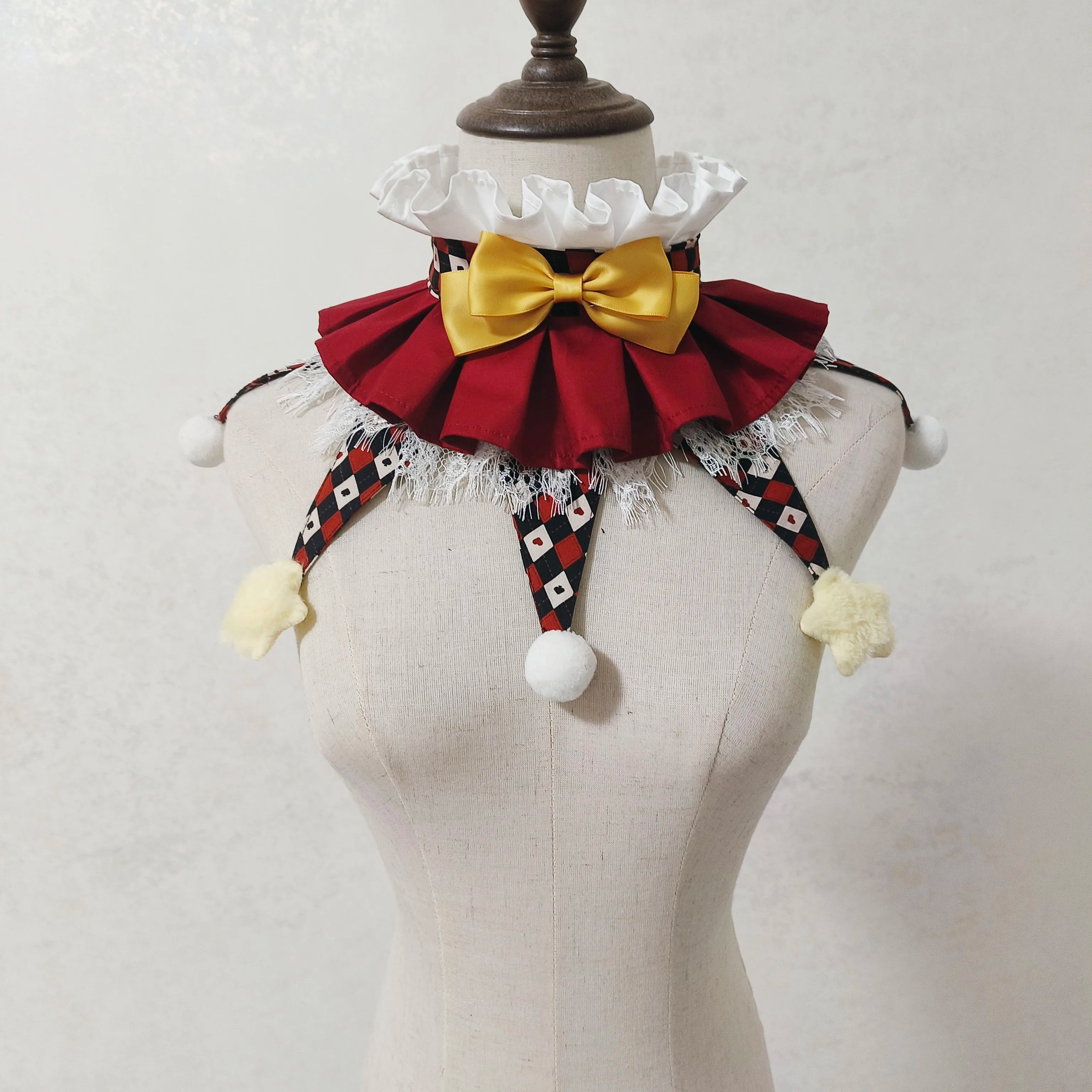 Jester Clown Ruff Collar | Pom-Pom & Star Tips | 12 Colors
