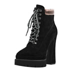 Platform Ankle Booties | Pointed Toe Side Zip | 14cm Heel | Sizes US 5–15