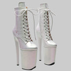23CM Holographic Snake Platform Ankle Boots - 9 Inch High Heel Pole Dance Boots