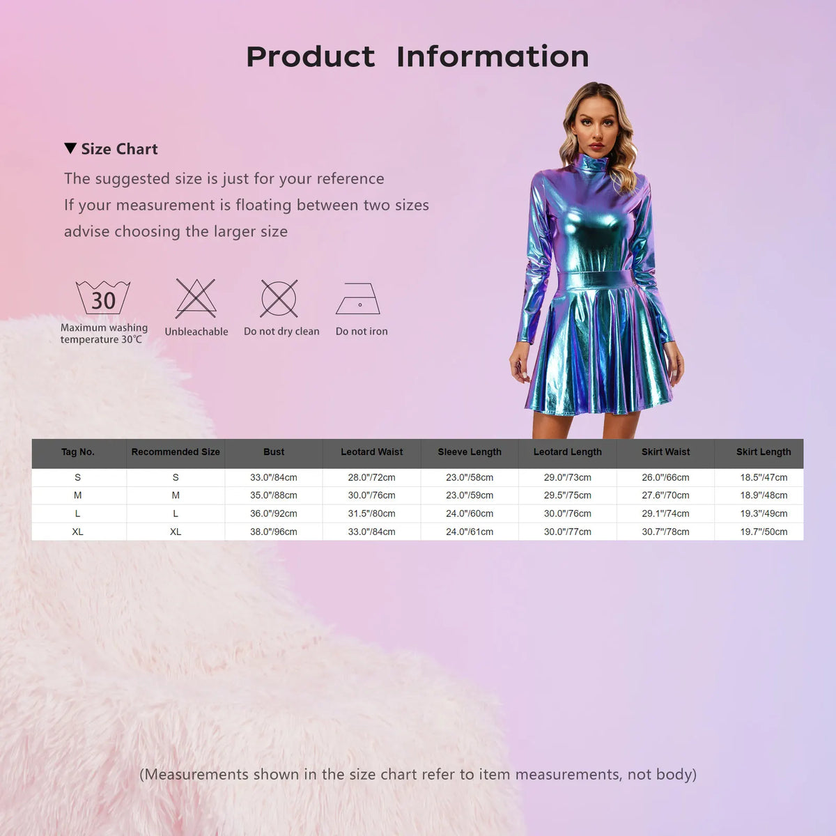 Metallic Leotard & Skirt Set | Long Sleeve