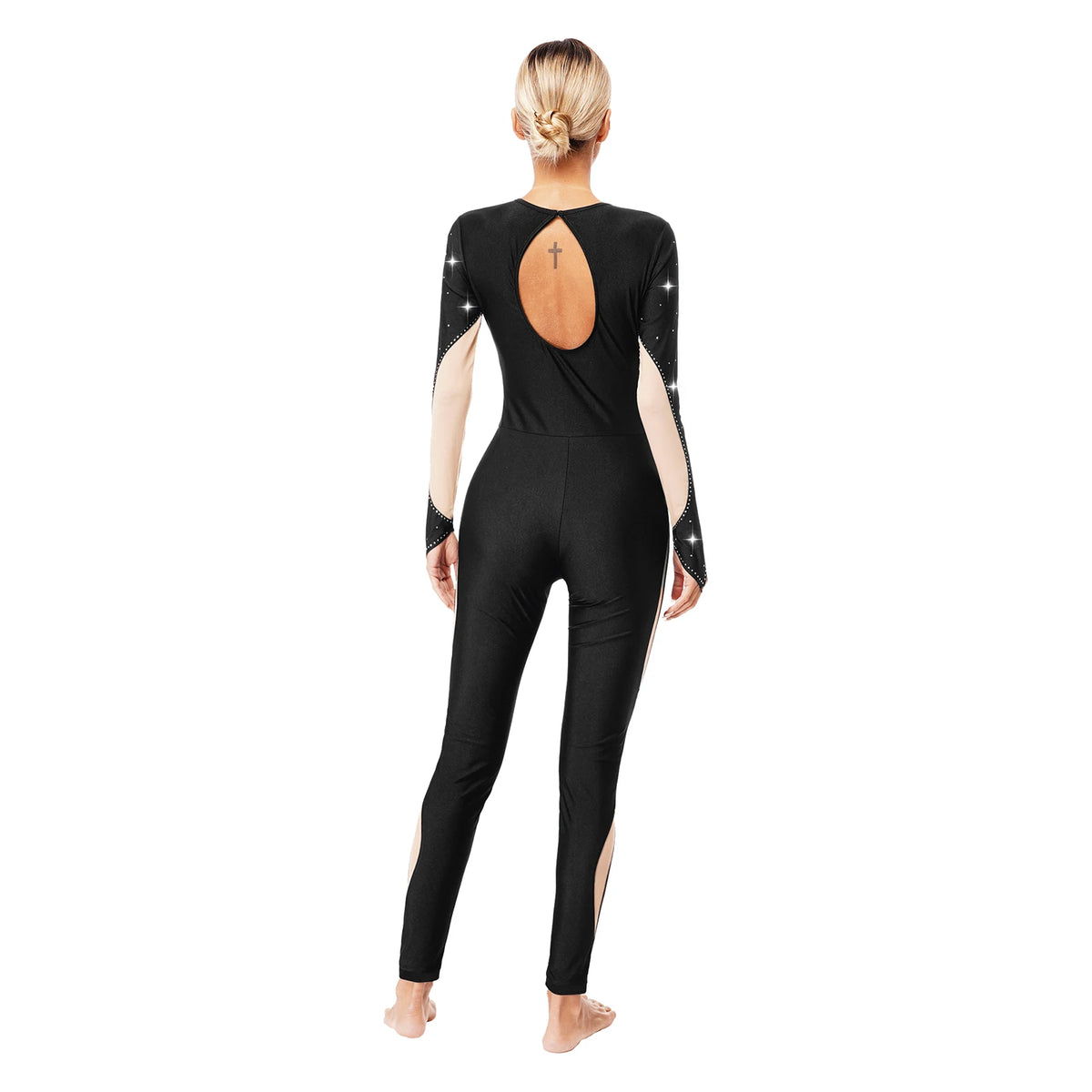 Rhinestone Jumpsuit | Color Block | Long Sleeve