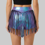 Metallic Fringe Performance Shorts - High Waist Stage Dance Hot Pants