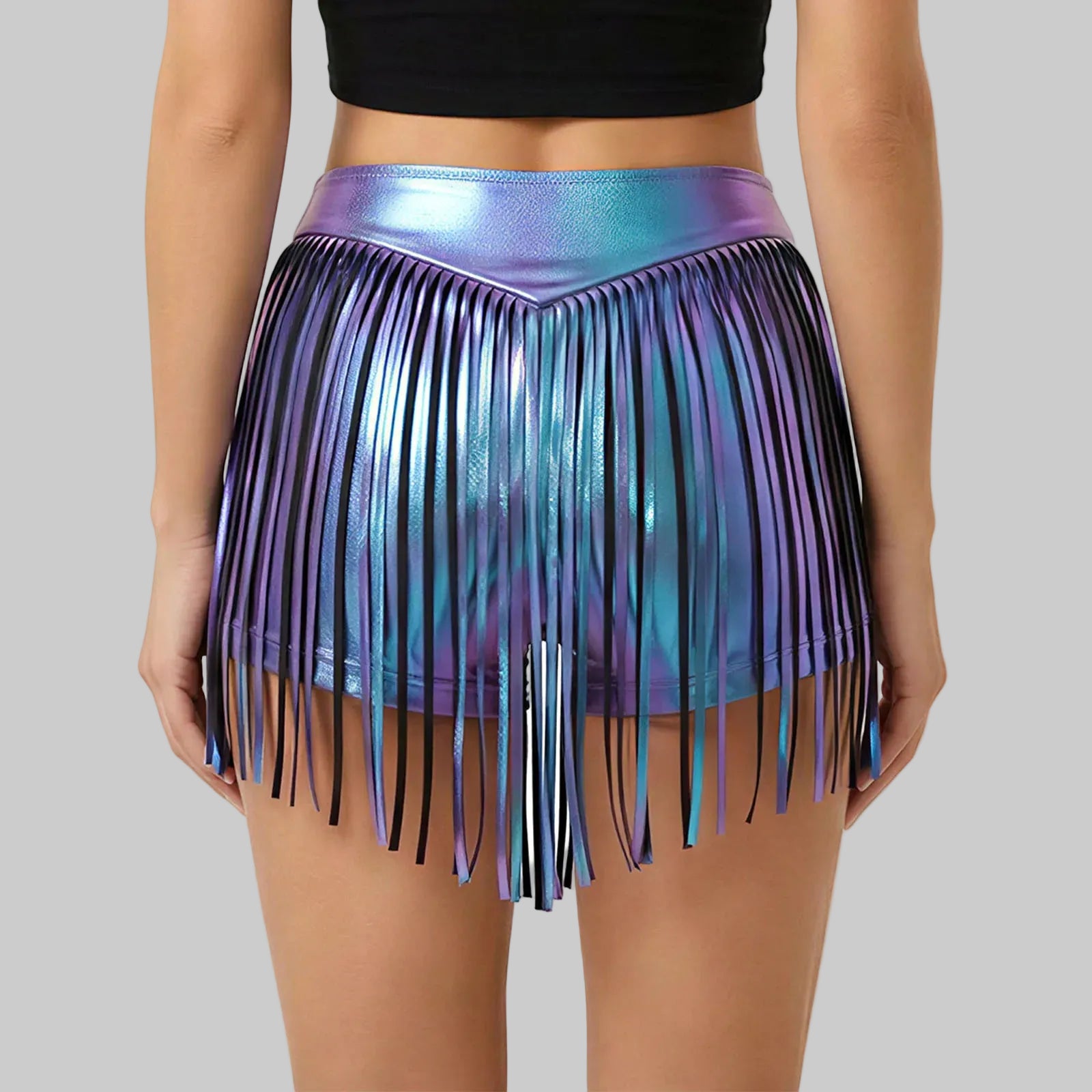 Metallic Fringe Performance Shorts - High Waist Stage Dance Hot Pants