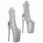 Snakeskin Platform Ankle Boots - 26cm Pole Dance Heels