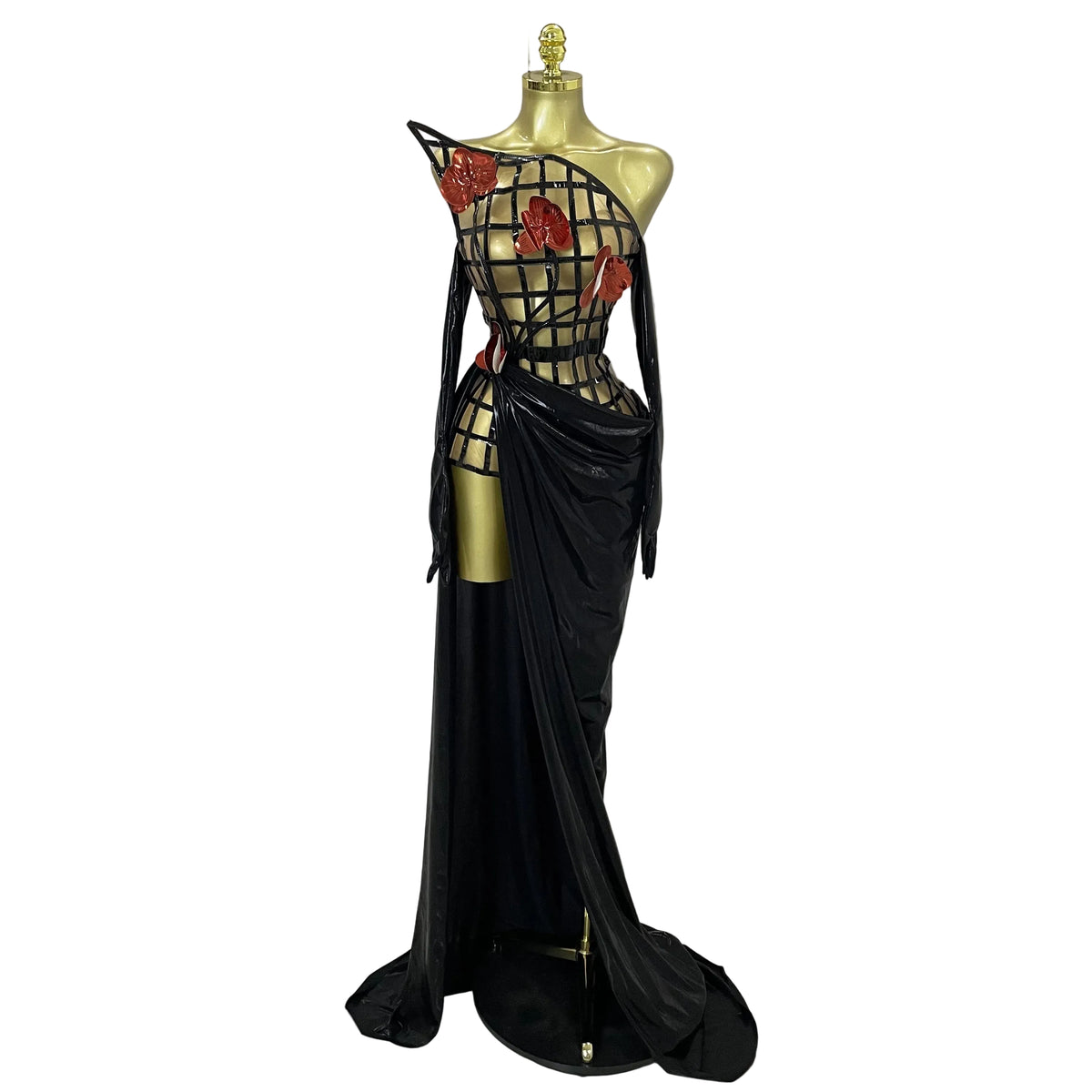 Cage Bodice Mesh Gown Set | Top, Skirt & Gloves | Stage
