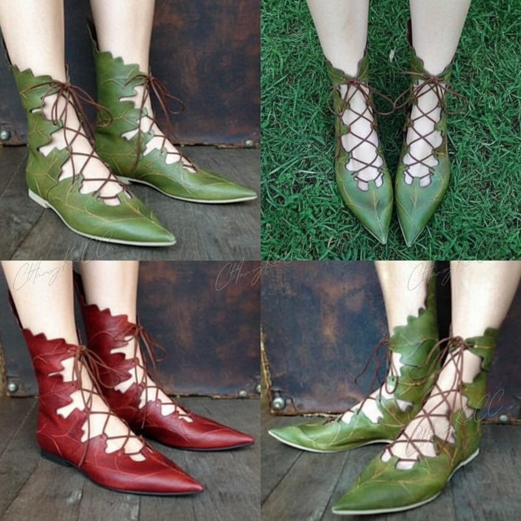 Pointed Elf Witch Shoes | Lace-Up | Medieval Cosplay