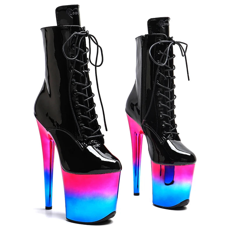 8-Inch Platform Ankle Boots - Lace-Up Dance Boots