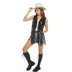 Faux Leather Fringe Vest | Western Cowgirl | Festival & Stage