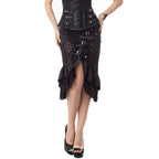 Gothic Satin & Lace Ruffle Skirt | Buckle Detail | S-6XL