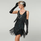 1920s Gatsby Sequin Tassel Fringe Dress | V-Neck | Plus Size