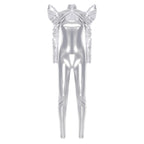 Metallic Catsuit Set | Futuristic Crop Top