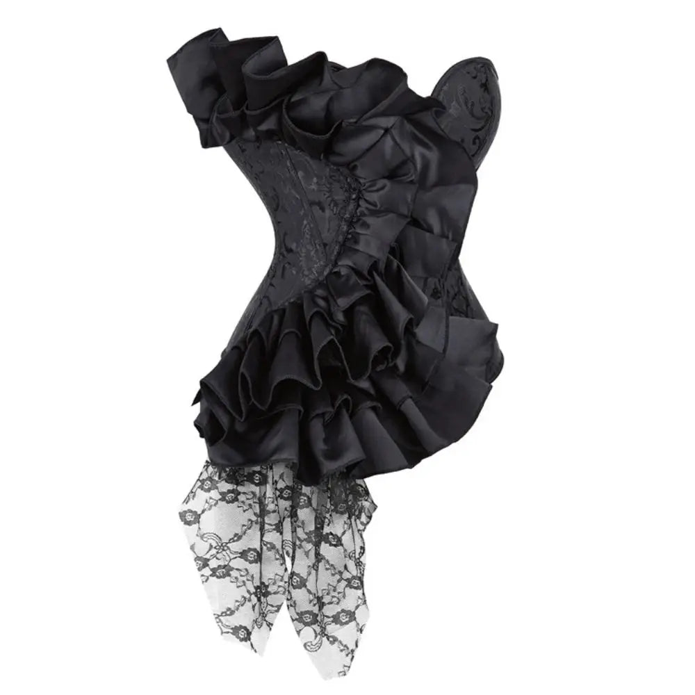 Gothic Jacquard Overbust Corset | Sweetheart | Ruffle & Lace