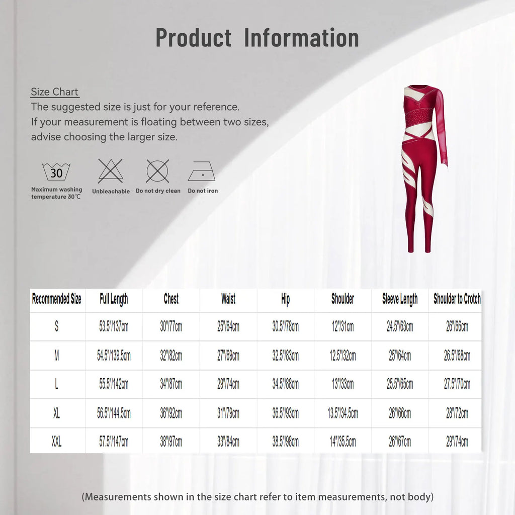 Women's Rhinestone Gymnastics Unitard | Mesh Patchwork & Asymmetric Shoulder | Performance Jumpsuit