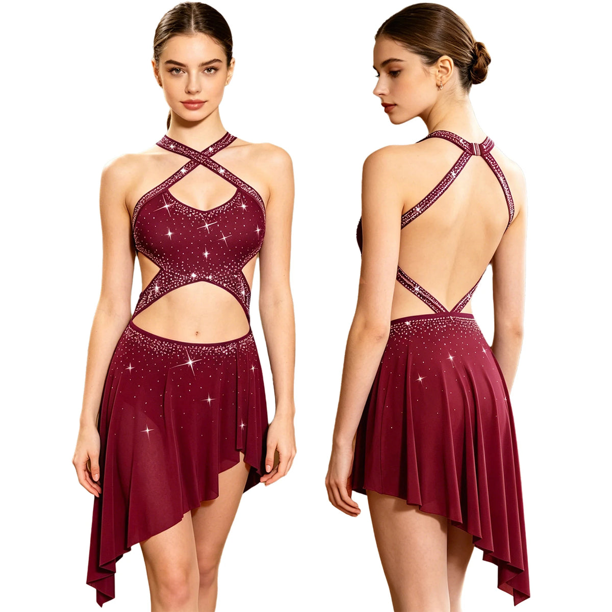 Aurora Rhinestone Ruched Dance Dress