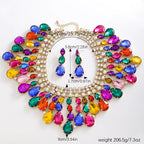 Rhinestone Necklace & Earring Set | Geometric | 3-Piece