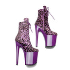 20CM Platform Ankle Boots - Leopard Print High Heel Pole Dance Boots