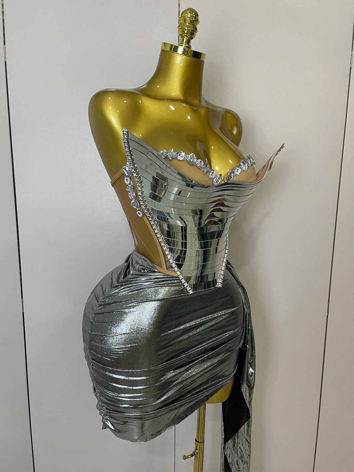 Metallic Sequin 2-Piece Set | Top & Mini Skirt | Stage & Club