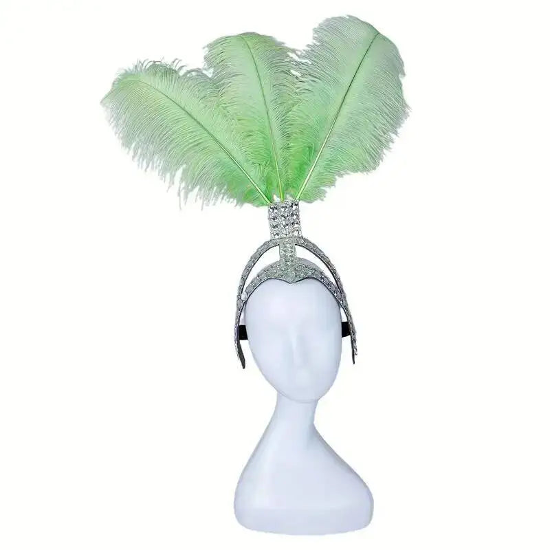 Rhinestone Showgirl Headpiece | Ostrich Feather Plume | 10 Colours | Adjustable